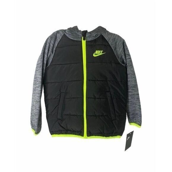 Nike Boy's Size 2T Jacket Grey and Black Therma Fleece Long Sleeve Full Zip